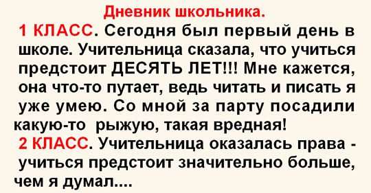  О чем думает школьник или записи в дневнике